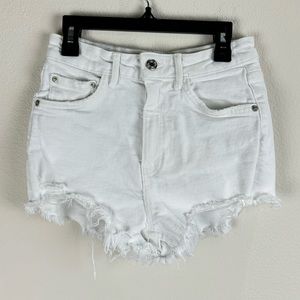 Zara Distressed Cheeky Denim Mini Shorts